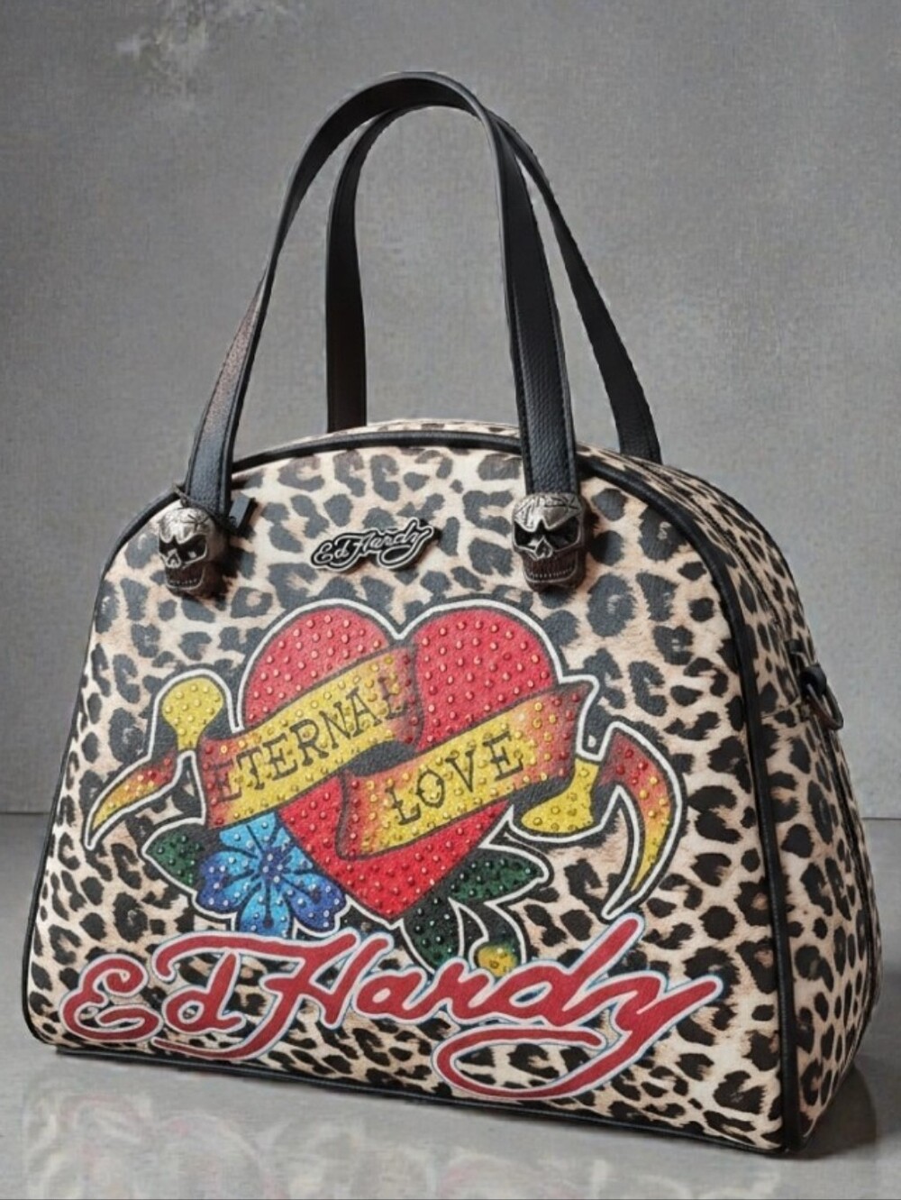 Ed Hardy Cheetah Print Eternal Love Dome Satchel